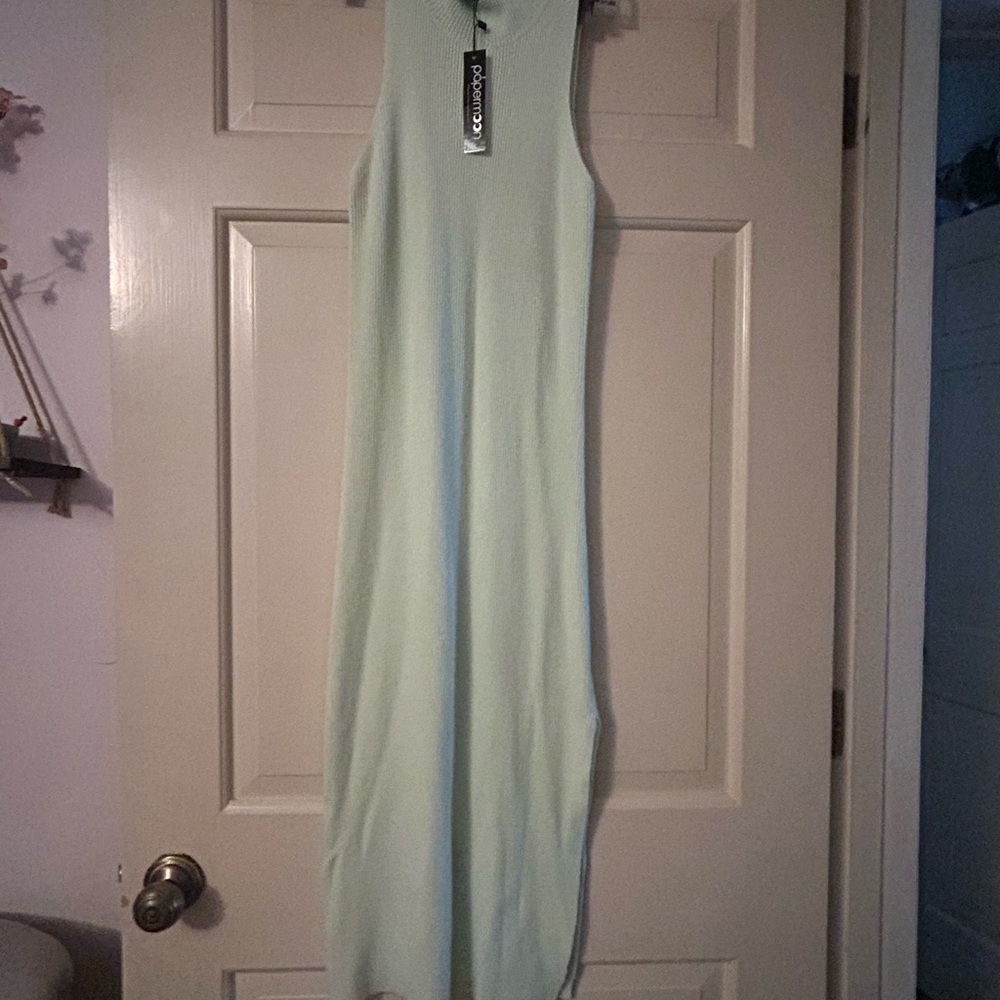 Papermoon Pale Mint Ribbed Sleeveless Maxi Dress